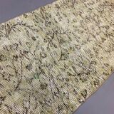 Distressed Turkish Narrow Runner 267x63 cm wool Vintage rug, Overdyed Yellow