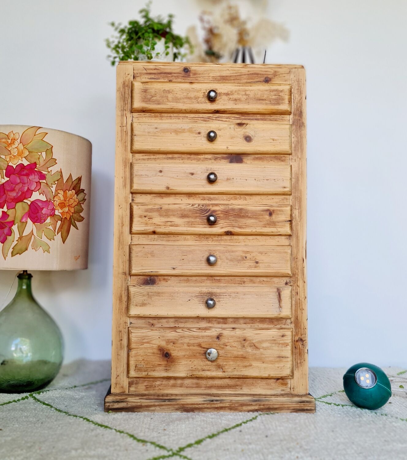 Old wooden semainier in rough wood