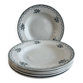 Set of 6 antique deep plates — Céranord pottery, model