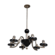 Chandelier 1930 tubular arms to 6 lights black opaline cups