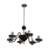 Chandelier 1930 tubular arms to 6 lights black opaline cups