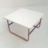 Pink and mauve tubular coffee table, 1980