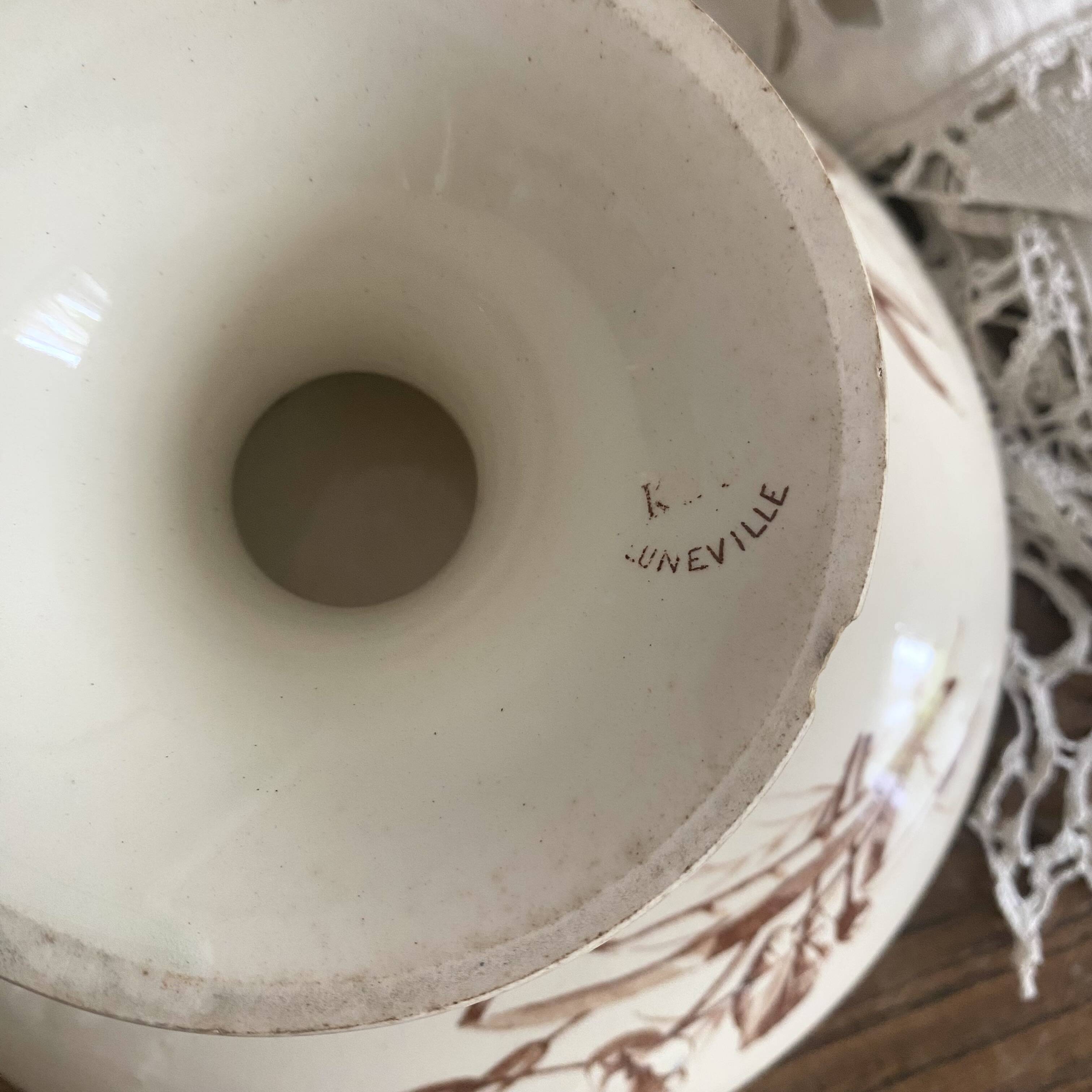 Old Luneville earthenware compote bowl