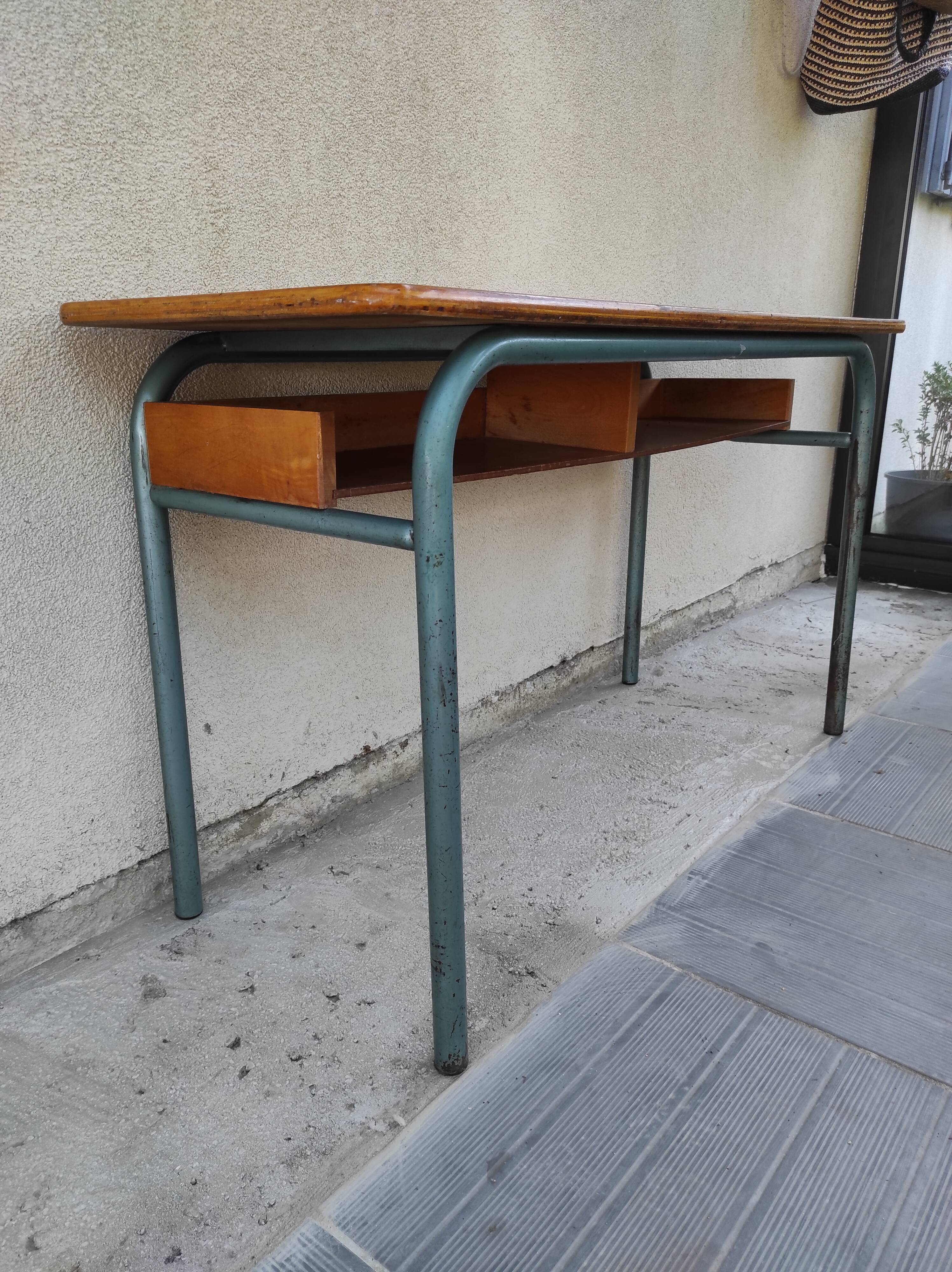 Hitler style 1960 double school desk with locker