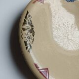 Plat Badonviller art déco beige à fleurs