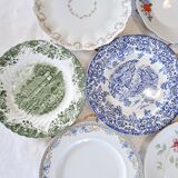 Mismatched antique dinner plates