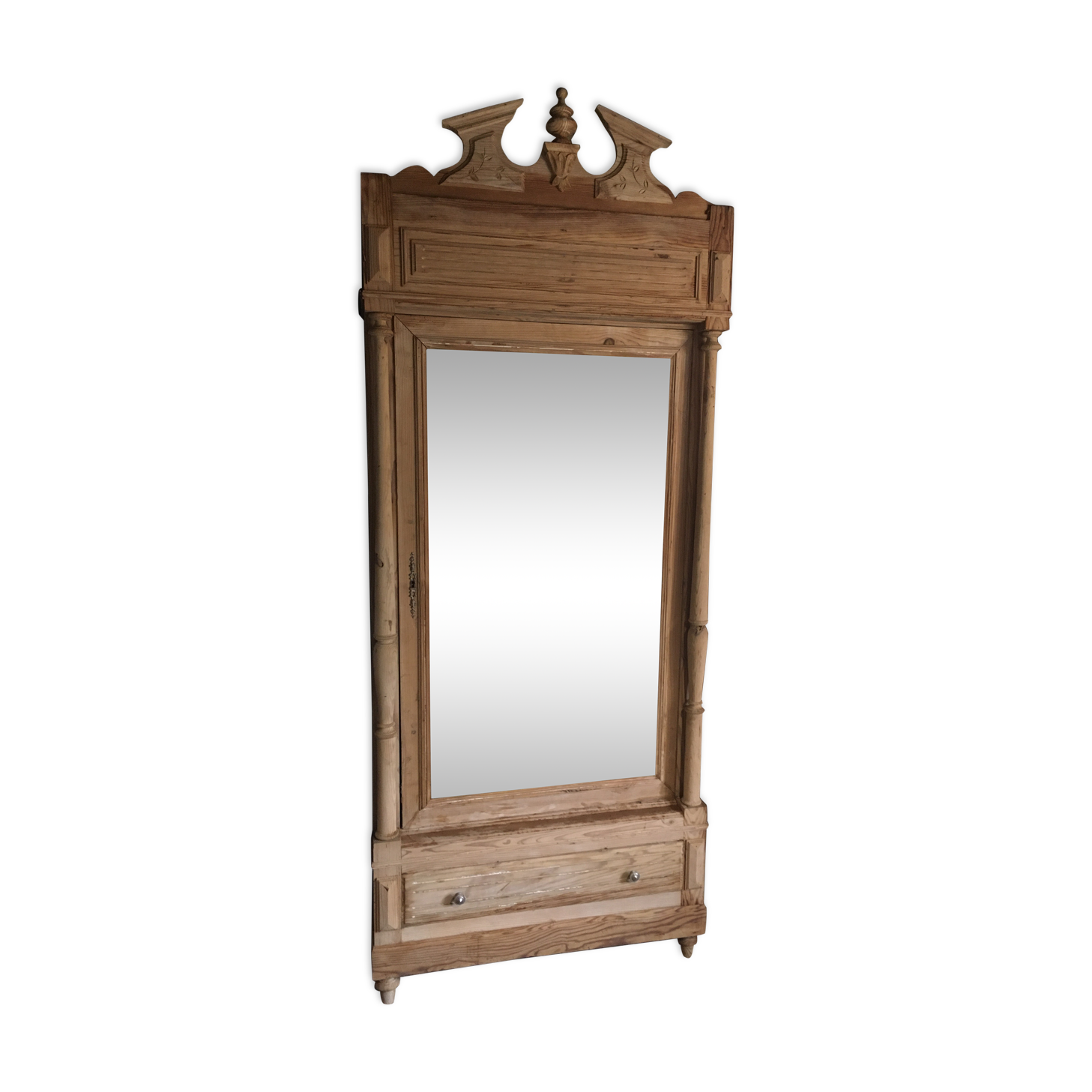Pine wardrobe with mirror 1900s