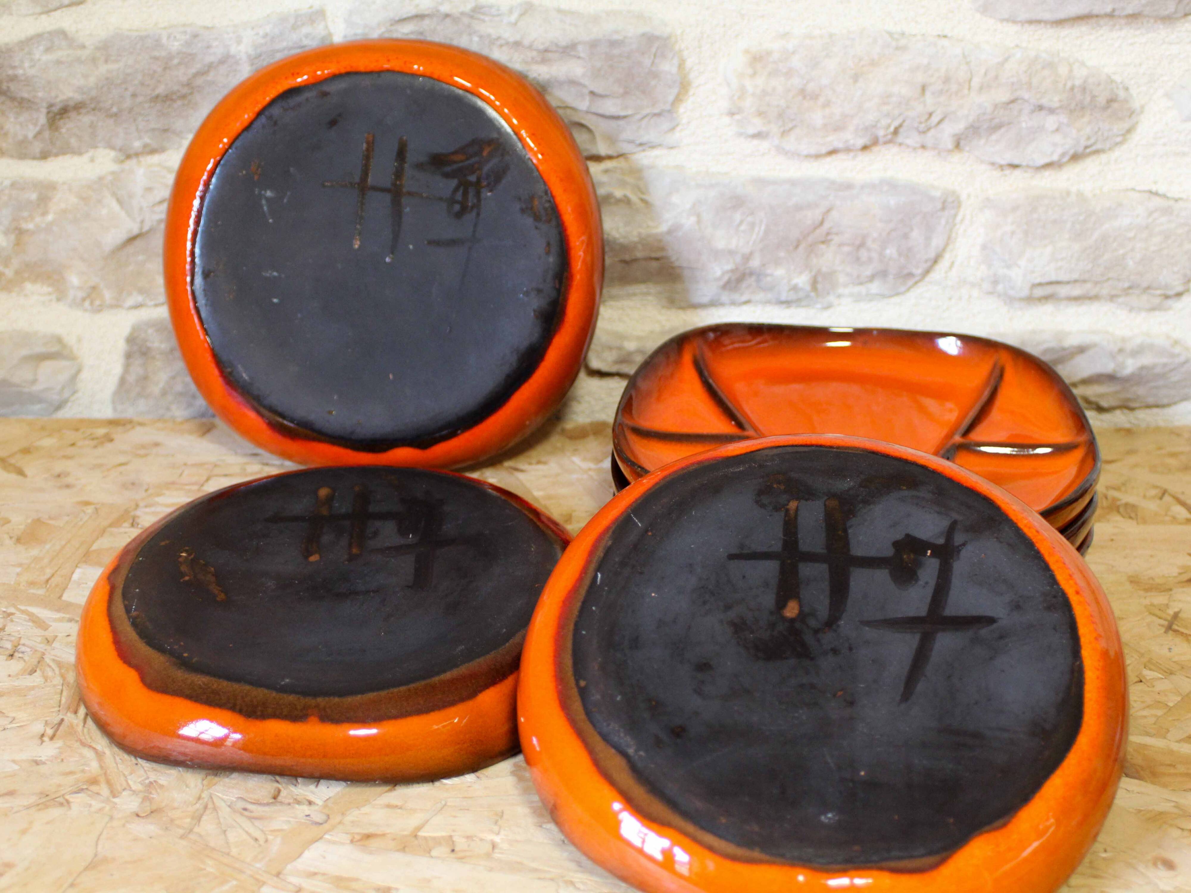 Set of 6 ceramic plates by Gérard Hofmann