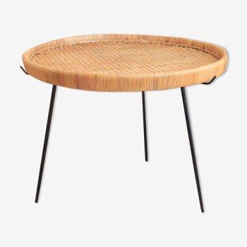Tripod rattan coffee table, removable top