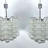 Pair of Mid-Century Murano Bubble Glass chandeliers. Italy 1960s