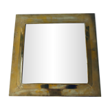 Old square mirror in gilded brass 32x32cm