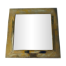 Miroir carré ancien en laiton doré 32x32cm