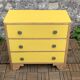 Commode art déco jaune poudré et bois brut