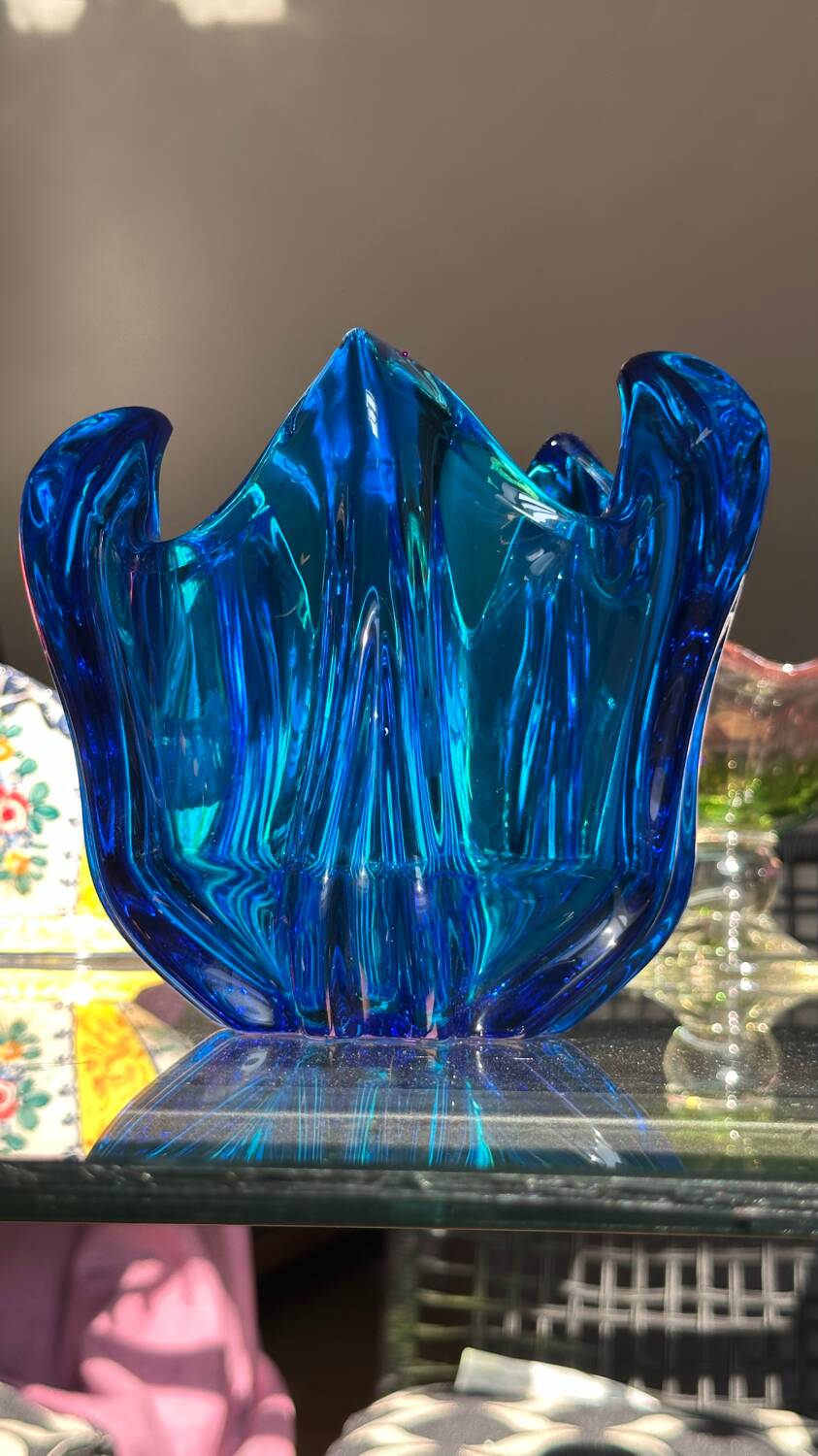Vintage Cobalt Blue Glass Vase by Jacques – Edelweiss Label, 1970s