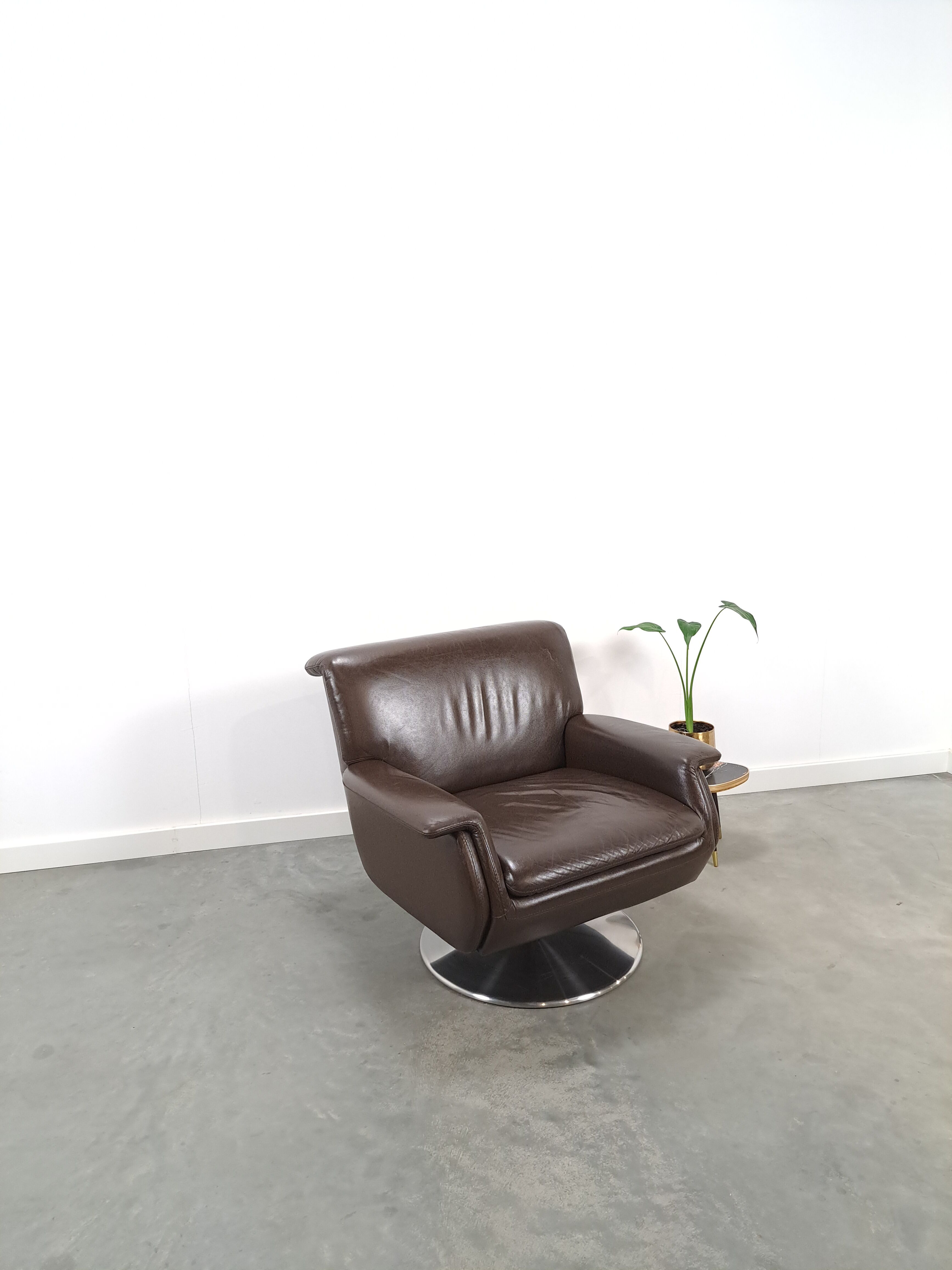 Brown leather swivel chair