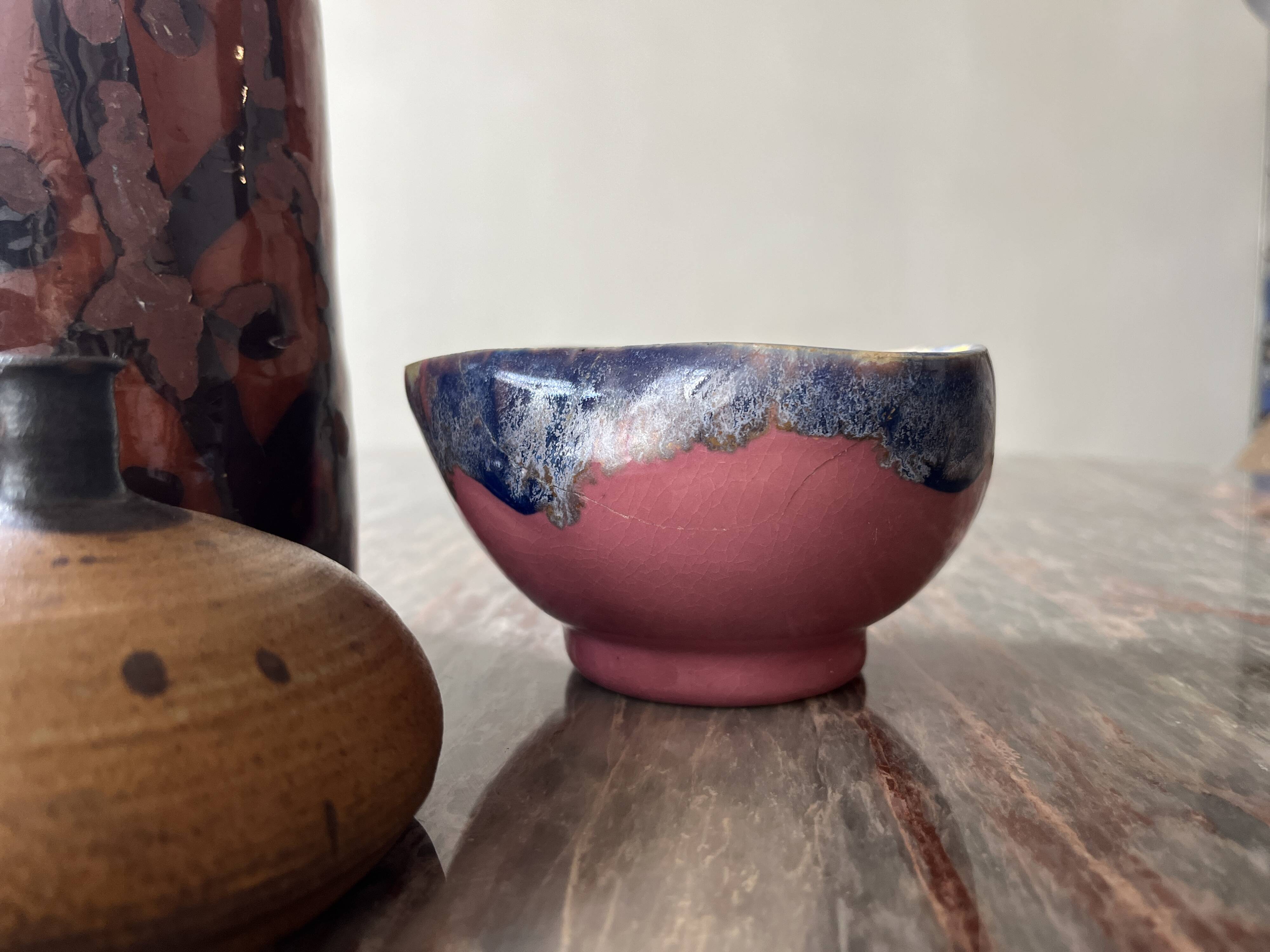 Arts cerams Grand feu enameled ceramic bowl, Saint Armand 1960