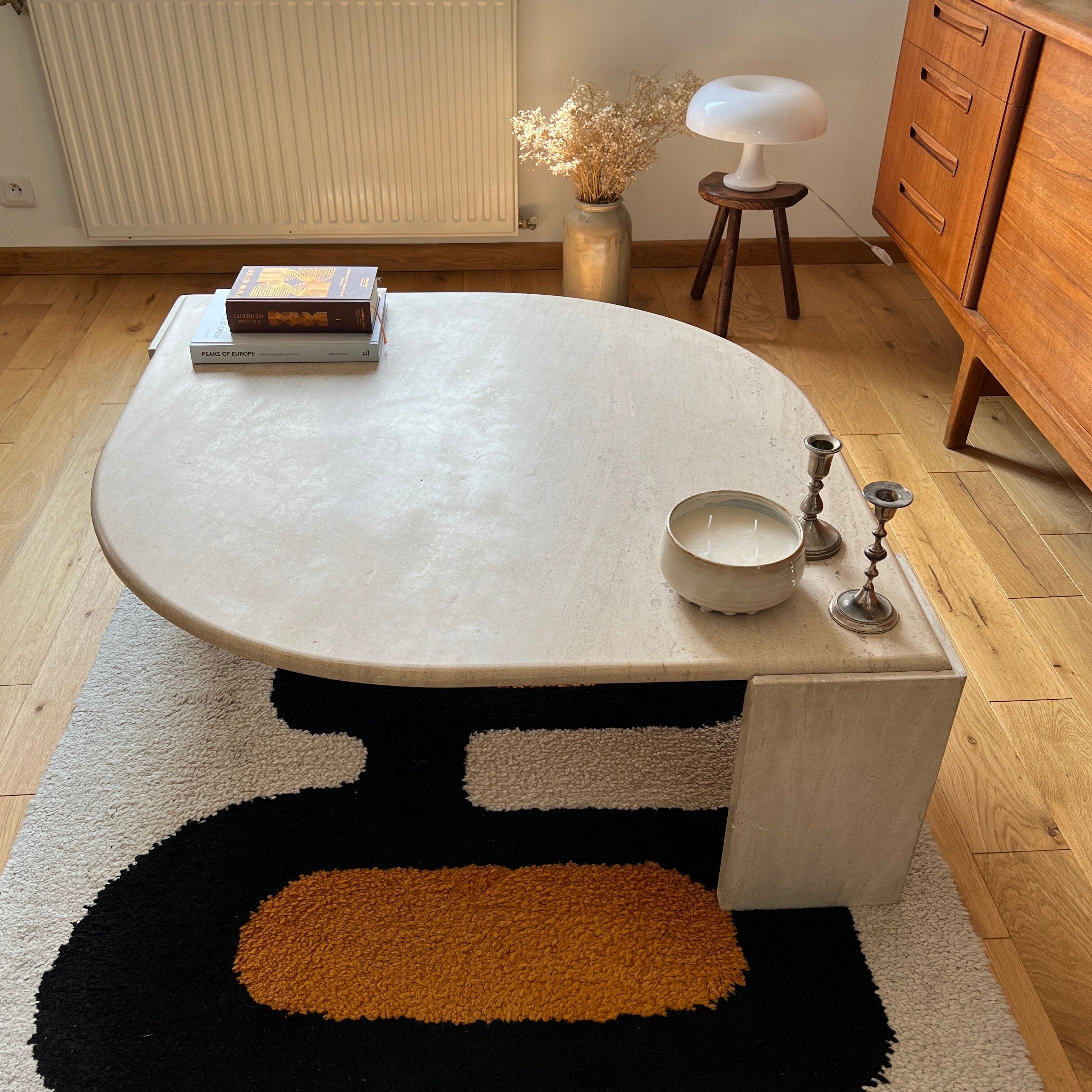Travertine coffee table