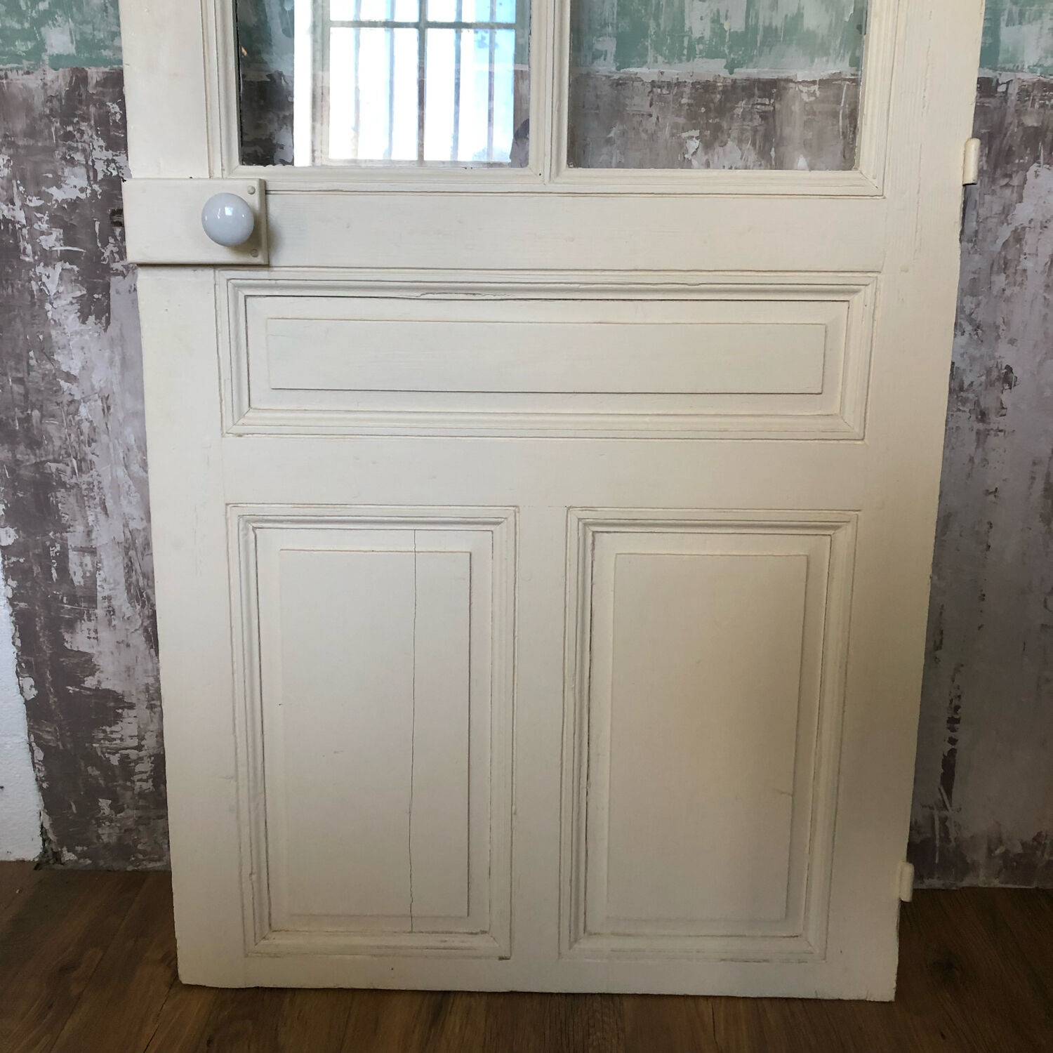 Old wooden glass door