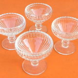 Set of 4 ice cream cups on foot transparent glass made in france