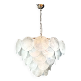Handcrafted chandelier with Murano glass and handmade alabaster discs.