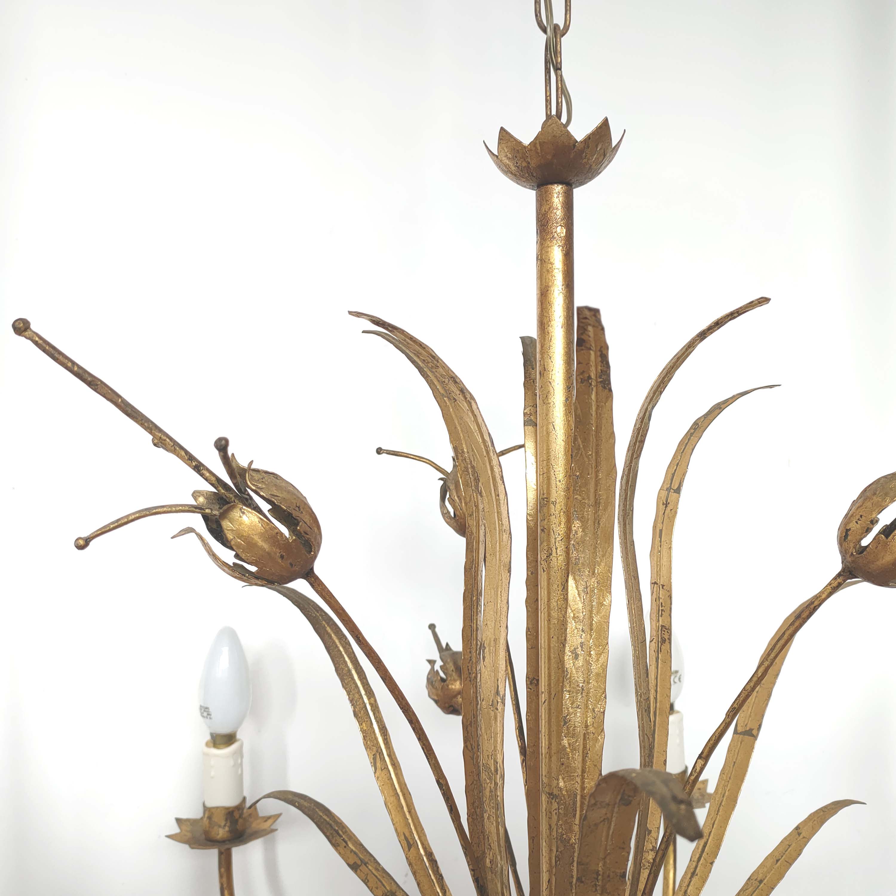 Golden metal leaf and flowers