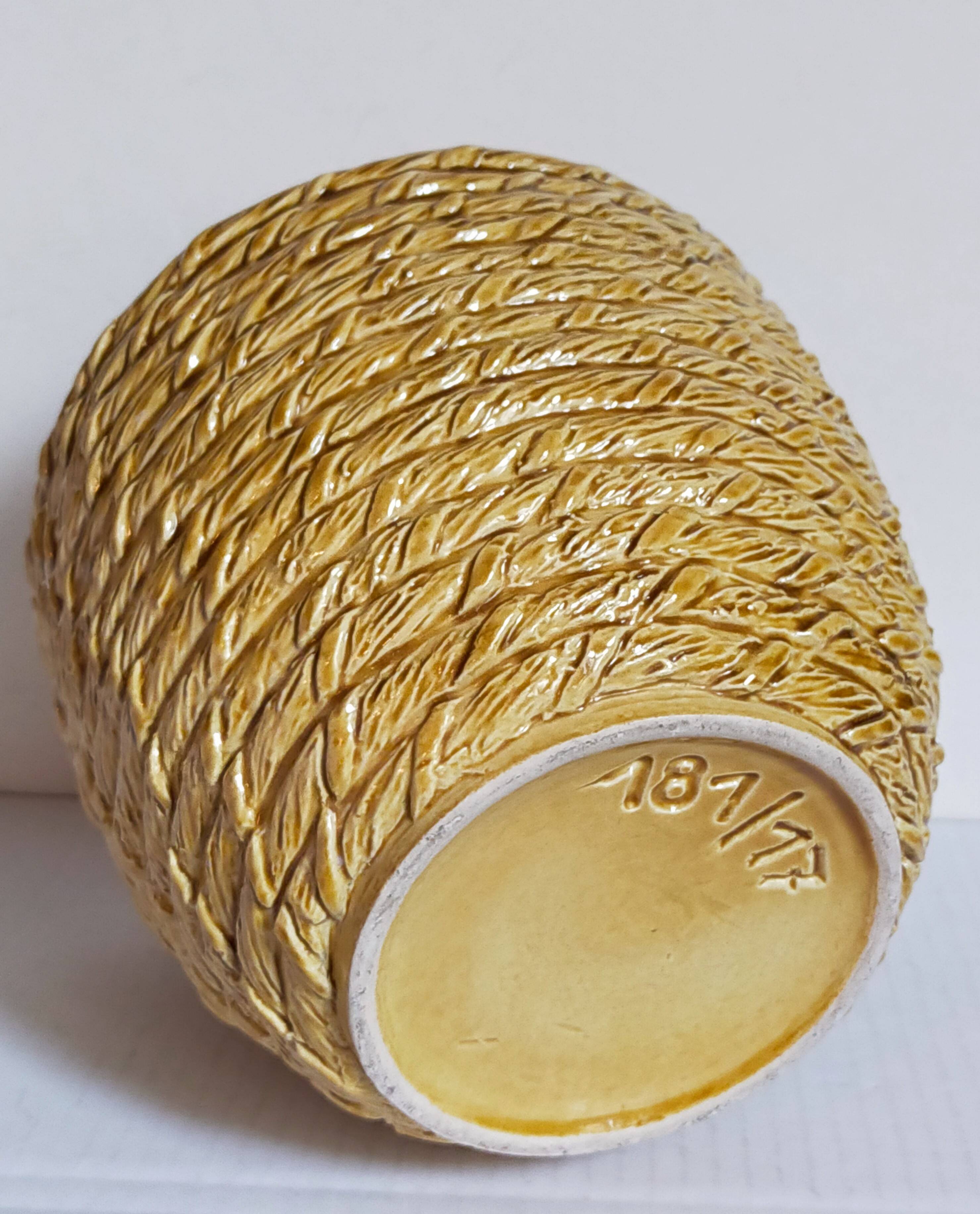 Vintage “rope” slip ceramic planter