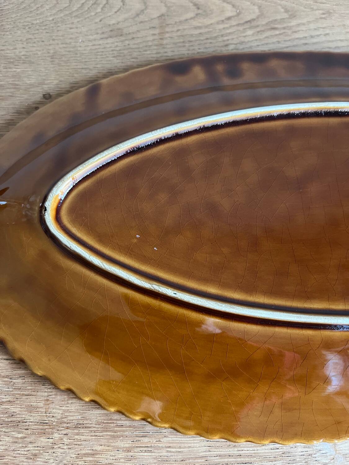 Sarreguemines fish barbotine dish 1970