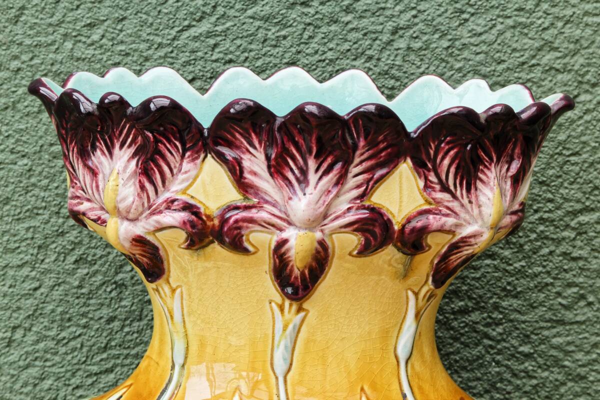 Art Nouveau slipware vase, iris