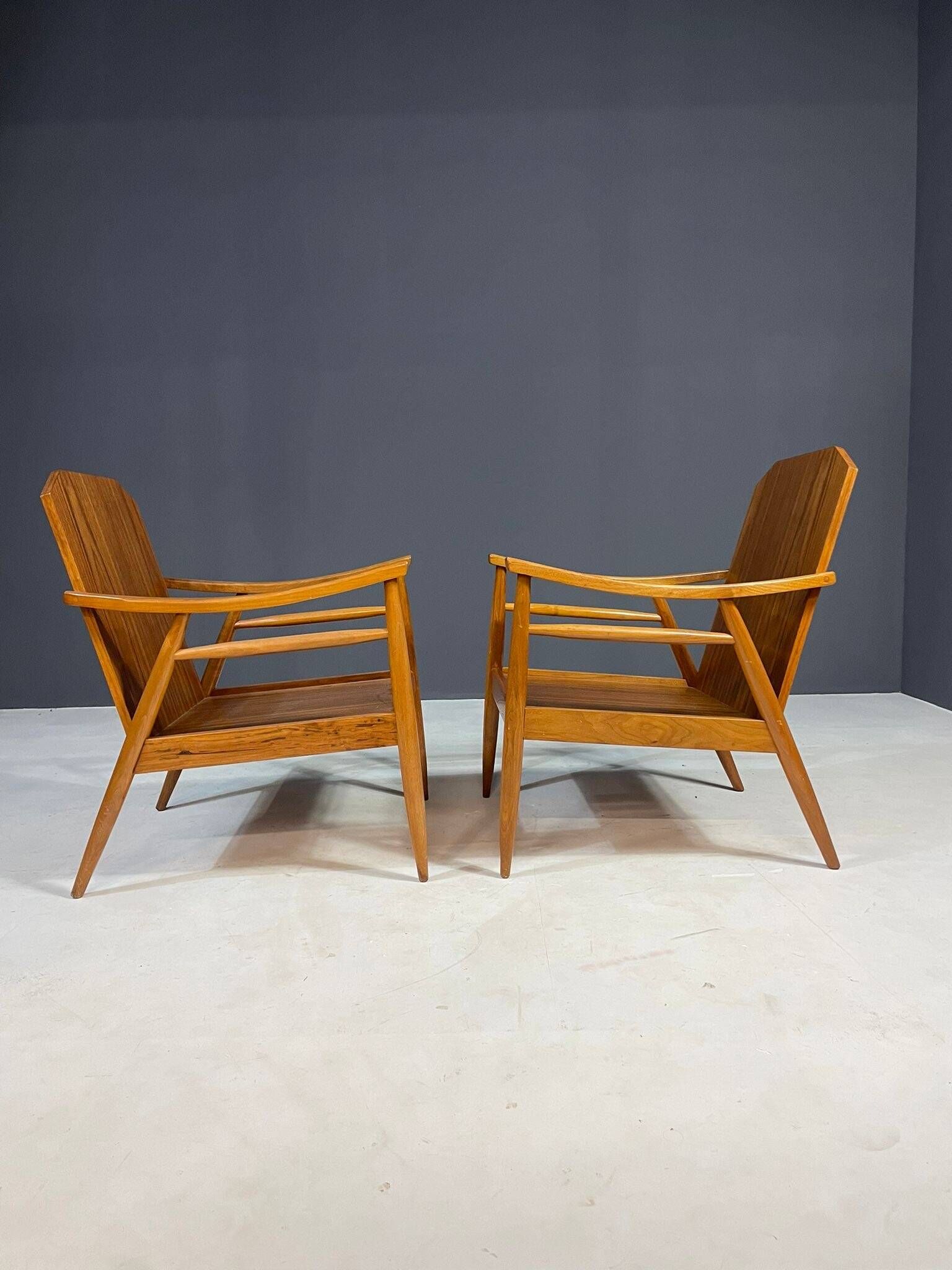 Pair of modern mid-century lounge chairs, Czechoslovakia, 1960s