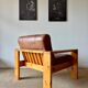 2 pine and leather armchairs from the 1970s