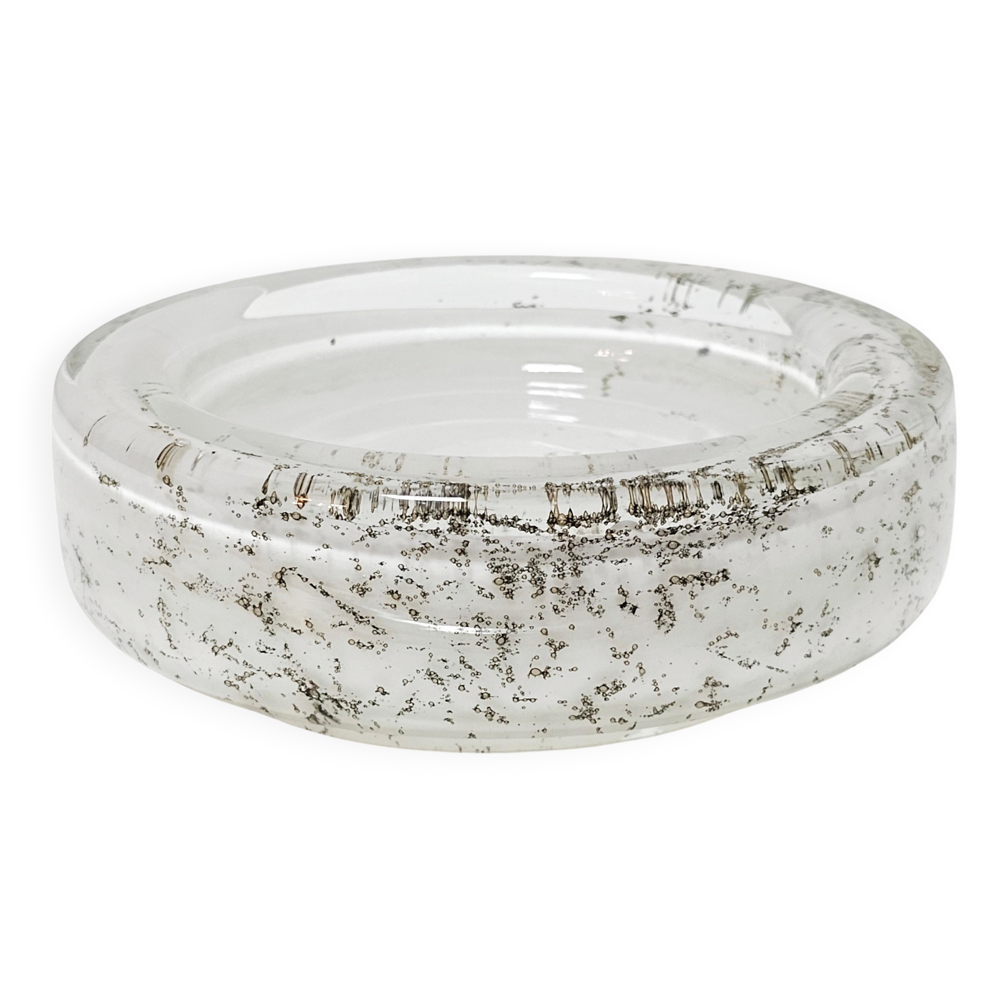 Murano glass ashtray with bubbles, Mid Century Modern style, 1960s.