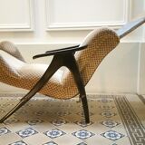 Fauteuil Wing chair à système de relaxation année 50/60