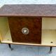 Vintage rolling TV bar cabinet 1960 with 2 sliding doors