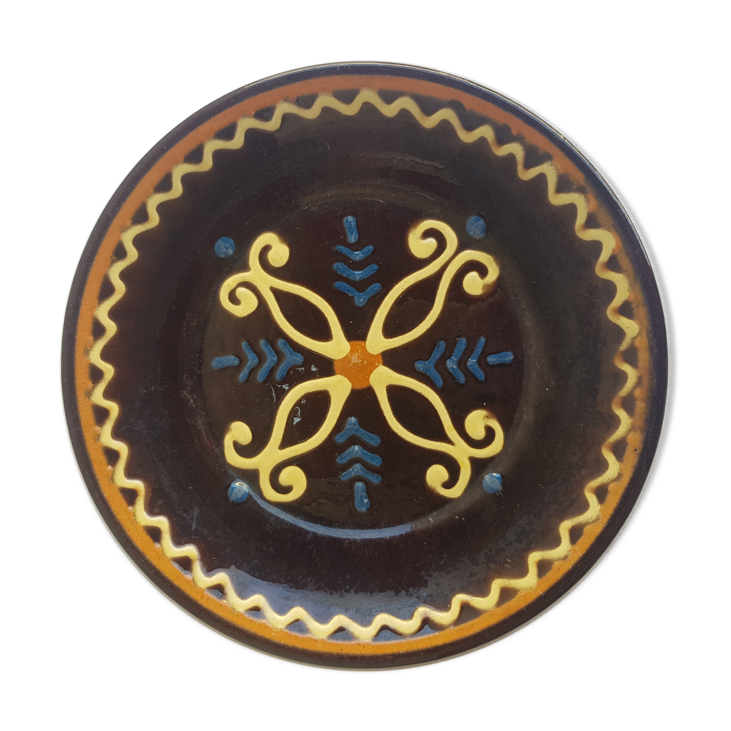 Old bioT plate in glazed terracotta