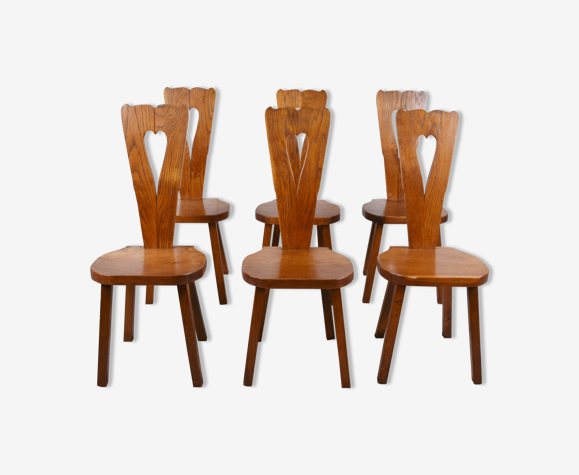 Chaises brutalistes vintage en chêne années 1960