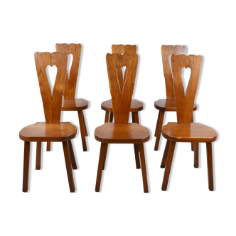 Chaises brutalistes vintage en chêne années 1960