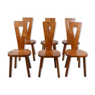 Vintage oak brutalist chairs, 1960s