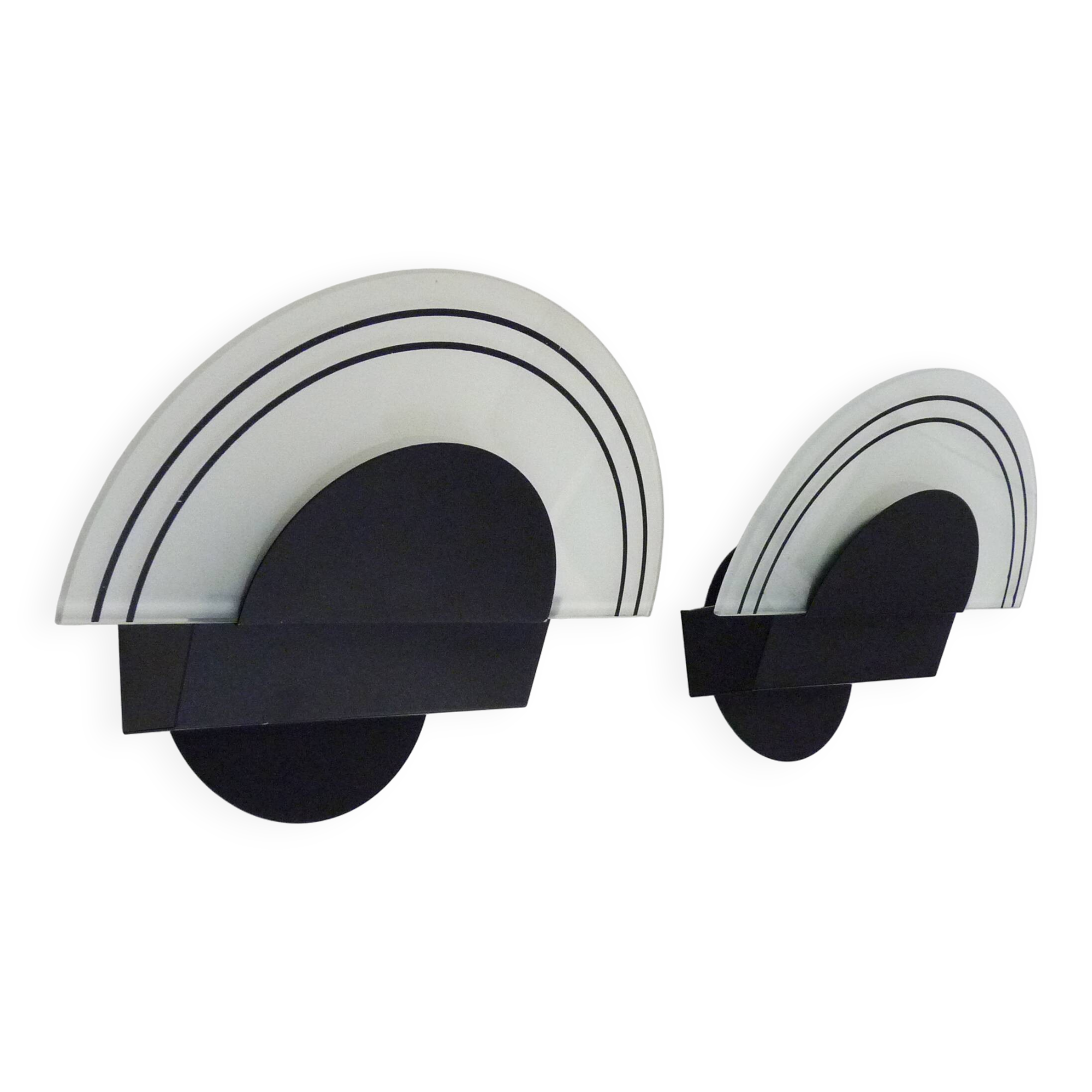 Pair of vintage Italian design metal wall lights from the 80s