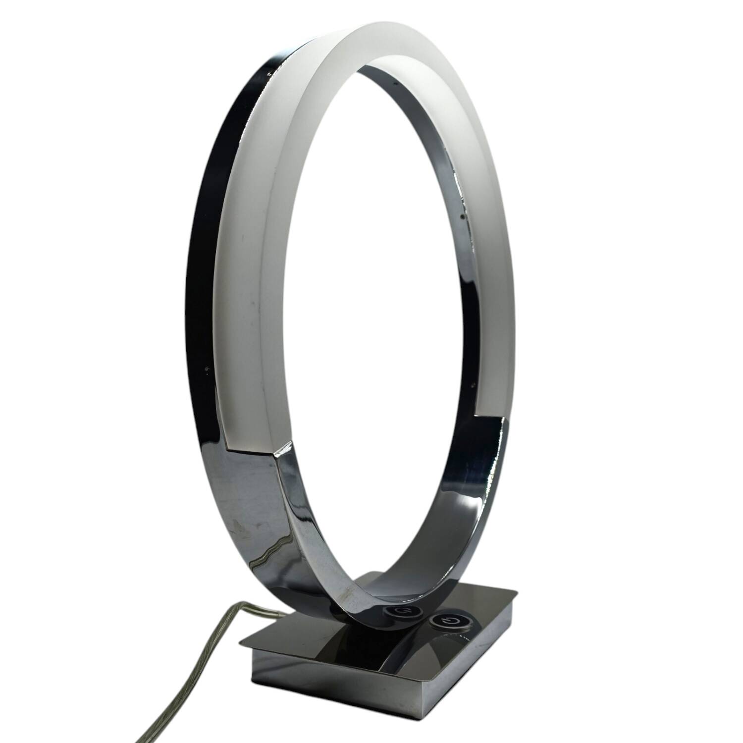 Lampe de table moderniste européenne des années 1990 – design élégant en chrome et led