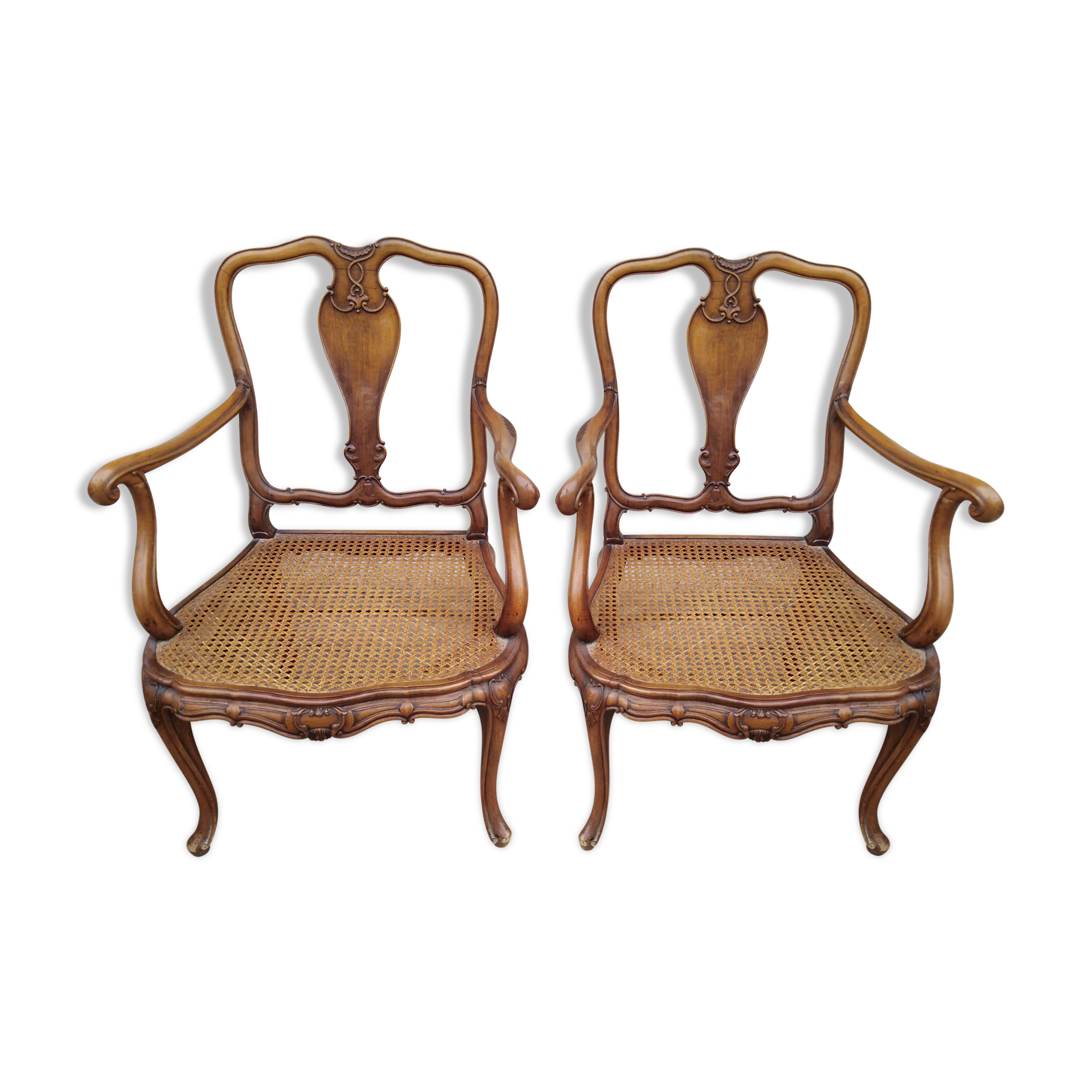 Pair of English armchairs sitting canne
