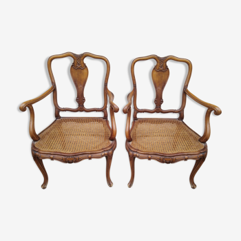 Pair of English armchairs sitting canne