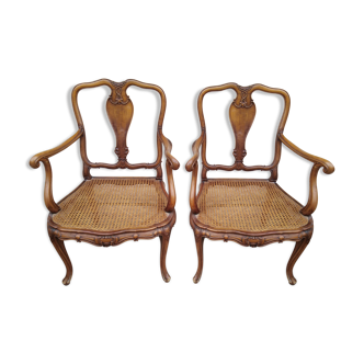 Pair of English armchairs sitting canne