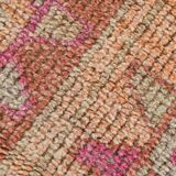 Pink & Orange Vintage Turkish Runner Rug, 103x326Cm