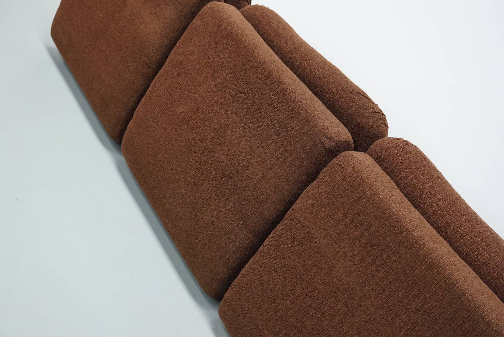 Vintage German brown boucle modular 3-seater sofa, 1970s.