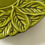 Vintage plate with olive green foliage relief