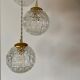 Suspension cascade three lights vintage globes in molded glass