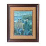 Deux pêcheurs - huile d'influence cubiste - josé ramon arostegui