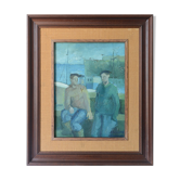 Deux pêcheurs - huile d'influence cubiste - josé ramon arostegui