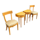 Matching cherry wood / Biedermeier chairs / sidetables set / tripot console table