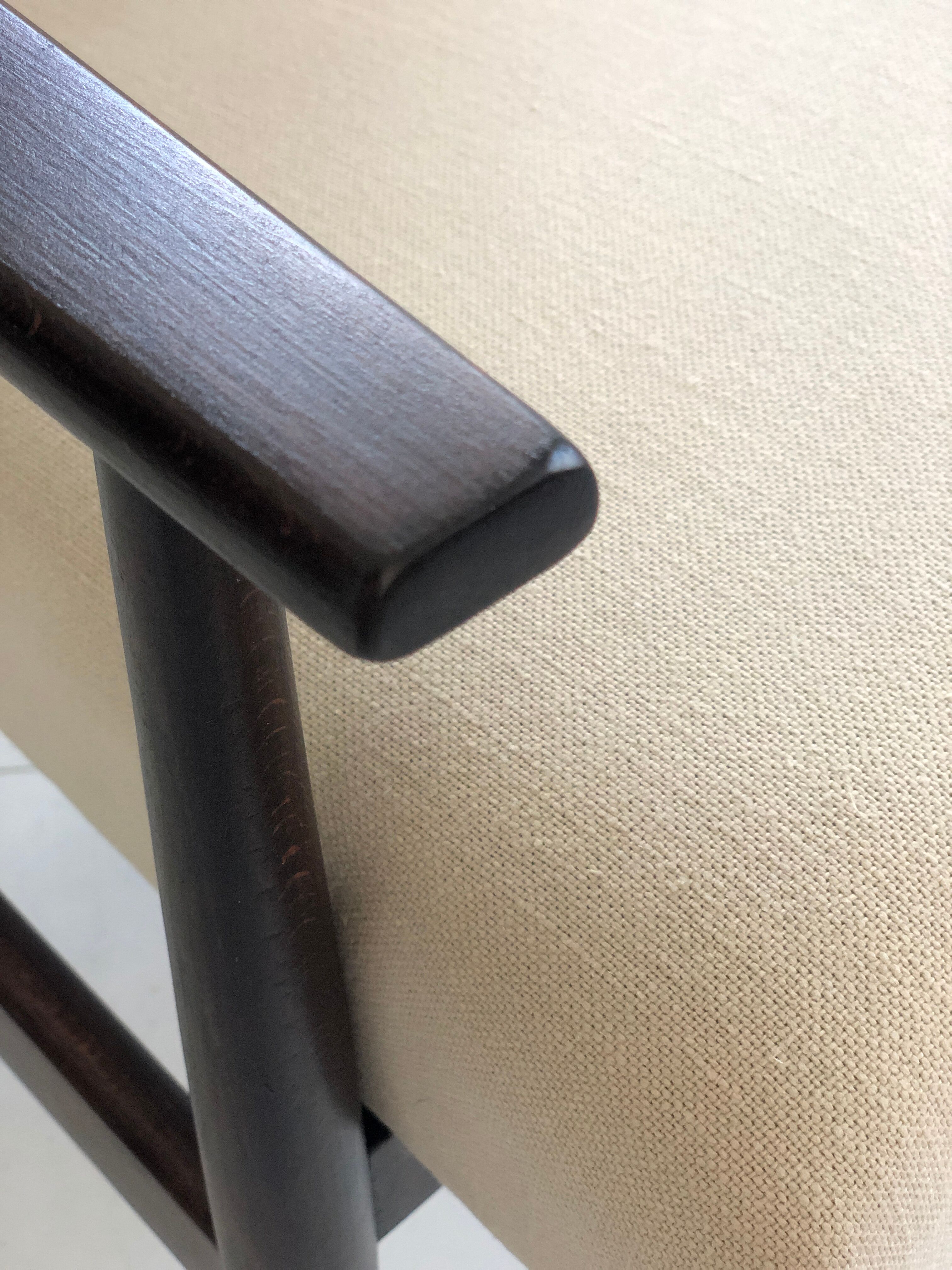 Mid-century beige linen armchair with a stool by Henryk lis, 1960s, set of 2